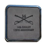 Leatherette 120Th Anniversary Grey Coaster